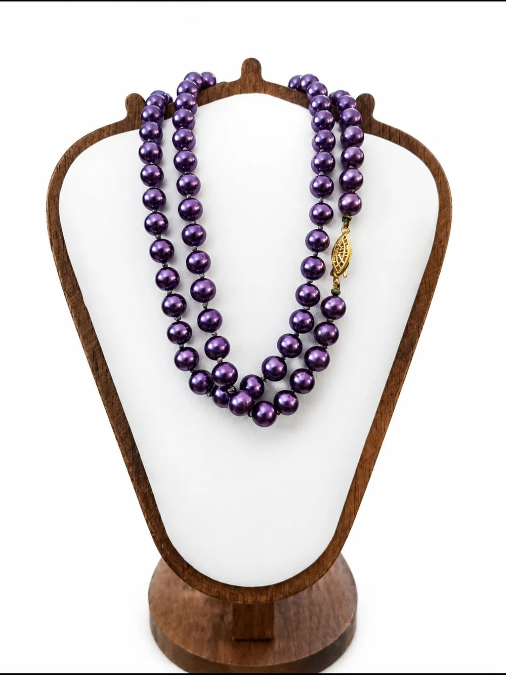 Elegant Vintage Purple Faux Glass Pearl Necklace - Women's Jewelry 30 Inches